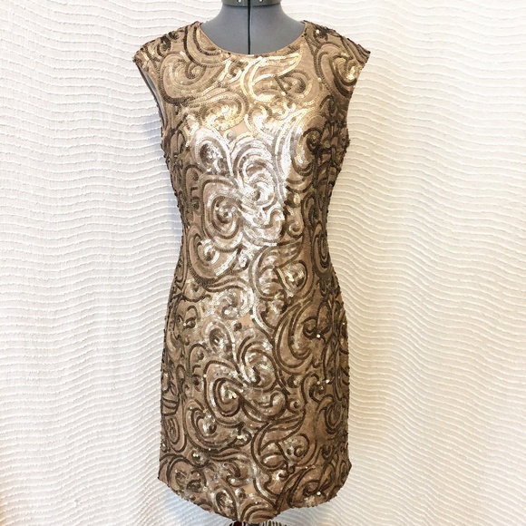 Chelsea & Violet Dresses & Skirts - Chelsea & Violet Gold Sequins Na Night Out Dress